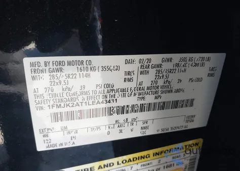 2020 Ford Expedition Limited Max from USA, damaged, VIN 1FMJK2AT1LEA43431